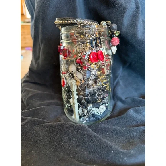 Dark Academia Mystery Jewelry Jar Black and Red Tones Whimsigoth - Picture 6 of 9